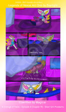 # Chapter 76 Panel 1: Rose wakes up and sits up on their bed, Dawn is still curled up in sleep. Panel 2: She walks over to their counter to cook. Panel 3: Realising that she is too short, she whispers "...oh right." And decides it can wait. Panel 4: Sh