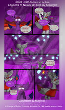 # Chapter 74 Panel 1: Dawn crosses her arms and pouts as she answers, "I broke my wing killing a cultist who shot Rose. It'll heal." "Sigh...fine. But you can't be so reckless all the time." Panel 2: Sylvia pats Dawn on the head and reminds her, "Rose is